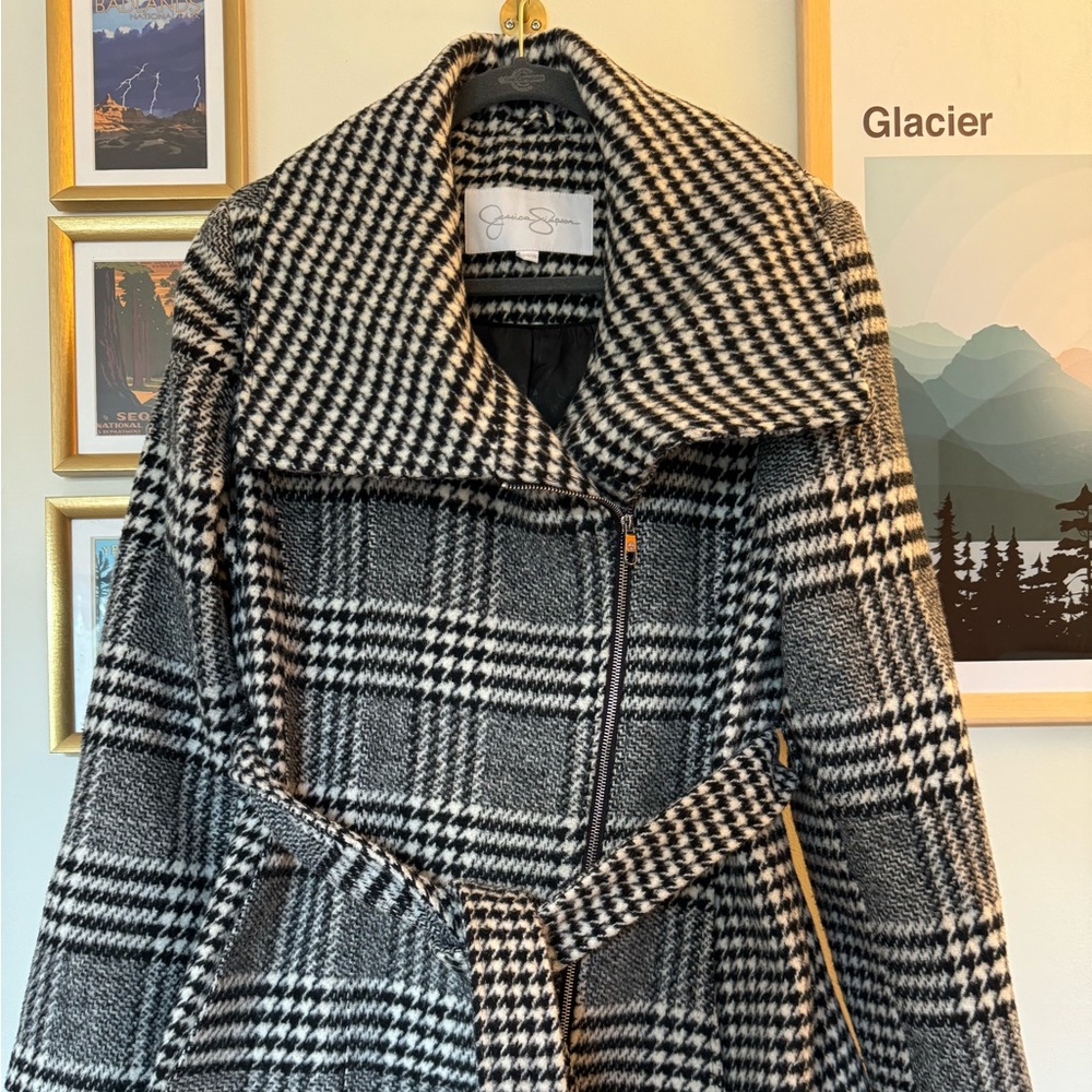 Black and white wool coat